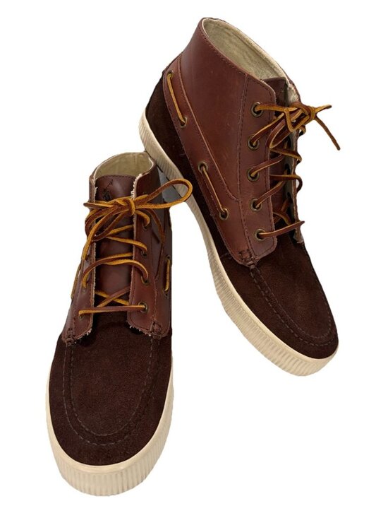 Men’s Polo Ralph Lauren Delmont Brown Leather/Suede Boat Ankle Boots Size 9D main image 10